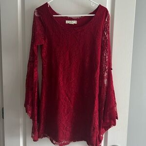 Vintage red lace mini dress